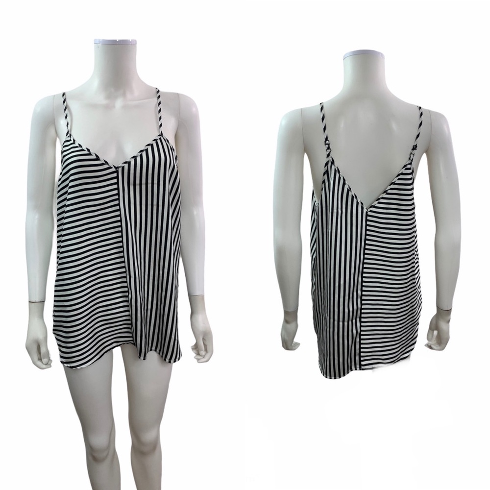 Sandy And Sid  V Neck V Back Striped Blouse